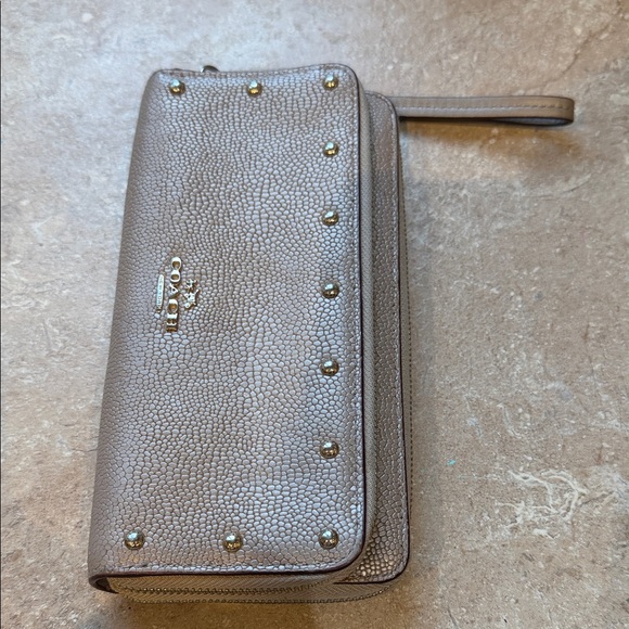 Coach Metallic Silver Studded Wallet - Picture 14 of 14